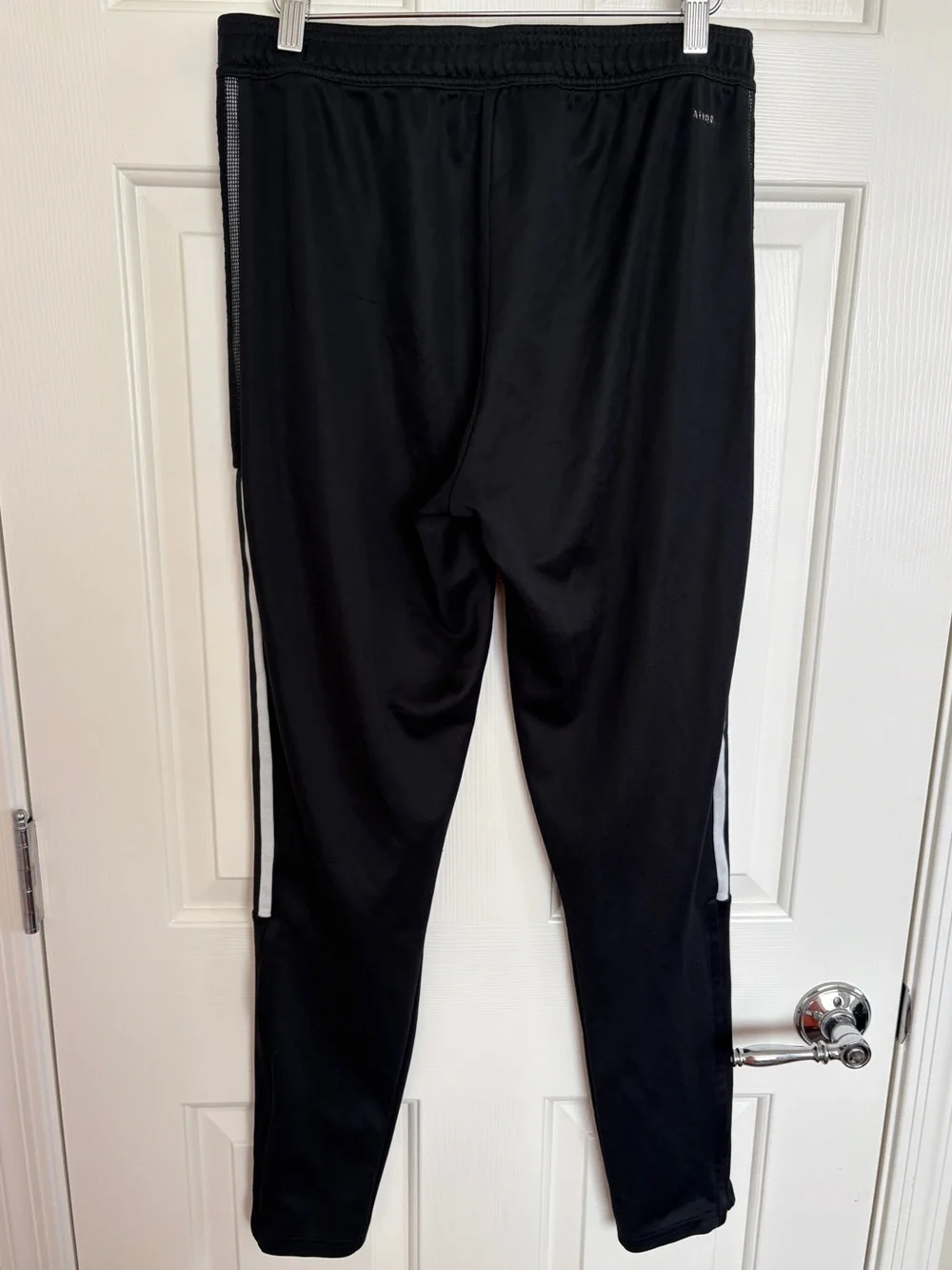 Adidas Black Track Pants w/ White Stripes & Mesh Panels